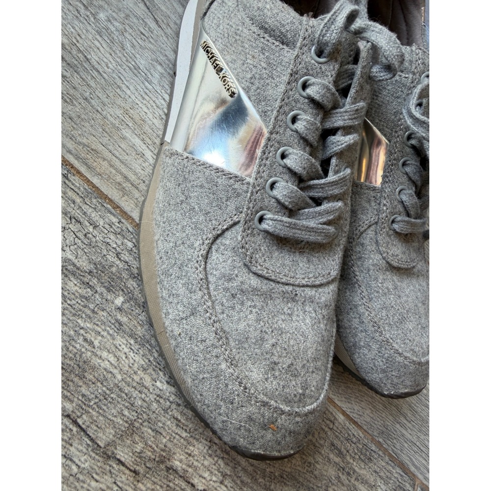 Michael Kors Sneakers Allie Pearl Shoes 9.5 Silver HL16F Fashion Trainers Grey - Picture 6 of 8
